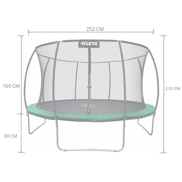 Батут дитячий 252 см з внутрішньою сіткою та драбинкою Atleto зелений + в подарунок м&apos;ячик 21000803 фото