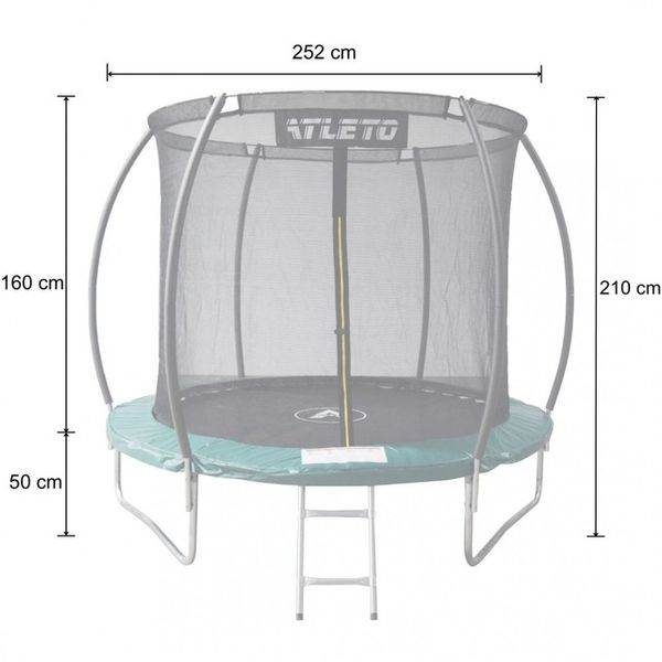 Батут дитячий 252 см з внутрішньою сіткою та драбинкою Atleto зелений + в подарунок м&apos;ячик 21000803 фото