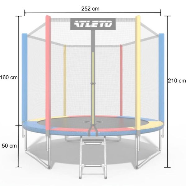 Батут Atleto 252 см з сіткою multikolor + в подарунок м&apos;ячик 21000131 фото